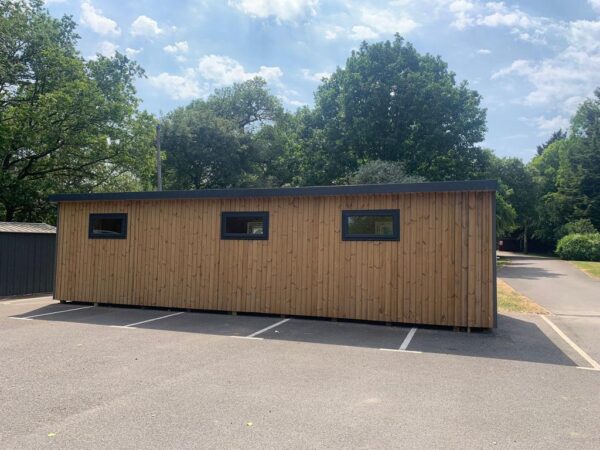 Installation of the 10 x 3 metre bespoke office 4 Garden Room 10x3 Metre 1
